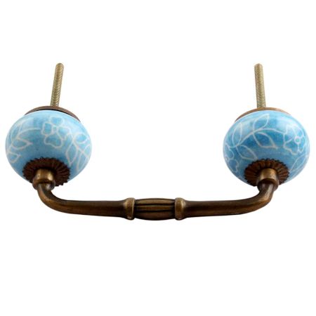 Turquoise Leaf Floral Ceramic Bridge Handle